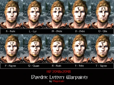 Daedric Letters Warpaint Males HD - K to T