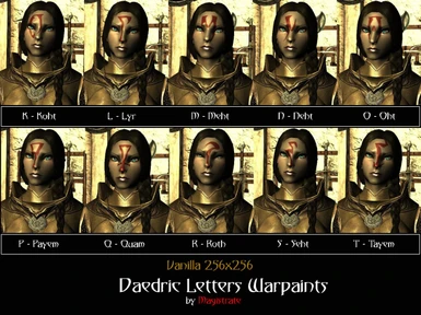 Daedric Letters Warpaint Females Vanilla Res - K to T