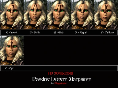 Daedric Letters Warpaint Females HD - U to Z