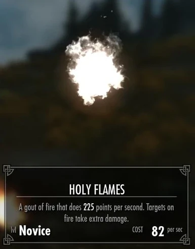 Holy Flames effect in menu