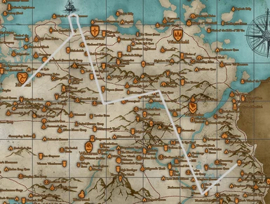 Skybride Route Map - credit to Skyrimwiki and GAMEBANSHEE