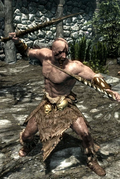 Forsworn Bare chest Armor on fight pose