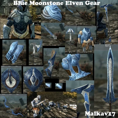 Blue Elven Moonstone armor and weapons