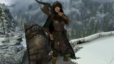 Lara wearing Grace Darklings Ranger Armor and Cloaks of Skyrim
