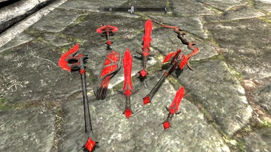 gray with red glass weapons