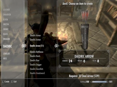Daedric Arrows at the FORGE under Daedric