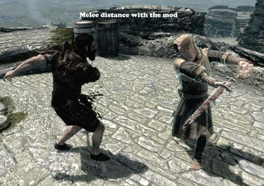 Melee fighting distance with the mod