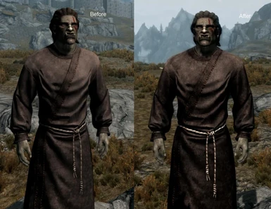 Grey robe before and after