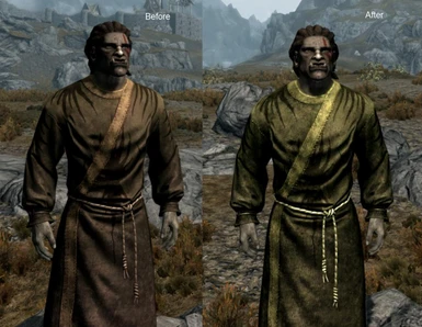 Green robe before and after