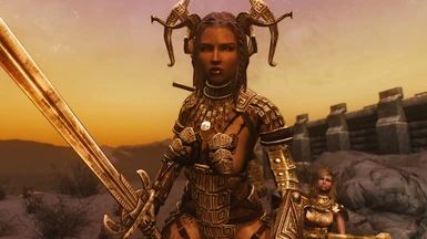 Black Cyber Lydia with Eastern Dwemer Claymore