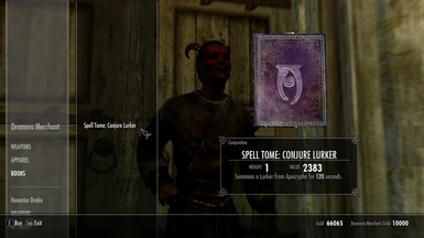 New spell Conjure Lurker via Dremora Merchant with more gold
