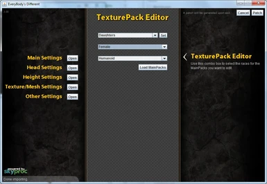 TexturePack Editor Mainpack Selection