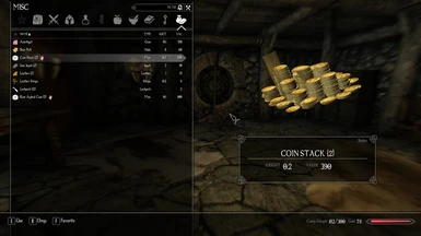 Coin stack in inventory