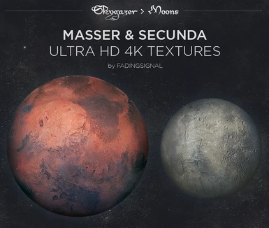 Skygazer Moons - Masser and Secunda Ultra HD 4K (2K and 1K) Moon Textures