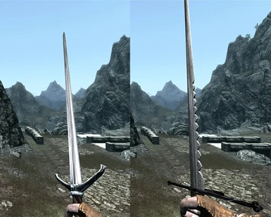 Silver 1H and Steel swords drawn