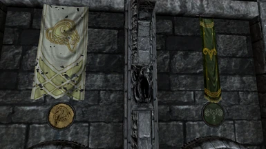 The holds banners and shields