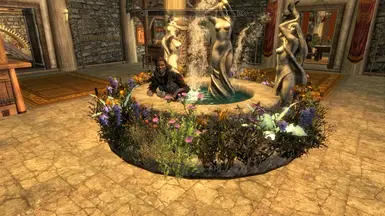 One of the vendors sitting in the fountain