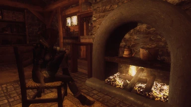 Relaxing by the hearth