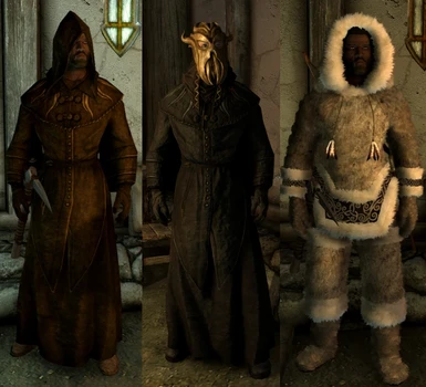Cultist Robes, Miraak Robes, Skaal Fur Coat (Courtesy of hifoo!)