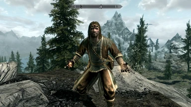 Nord Dovahkiin wearing default mage outfit