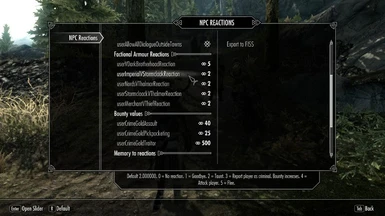MCM showing some configurable settings