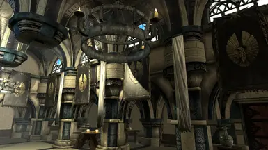 Banners v1.0 decorating the Thalmor Embassy reception hall