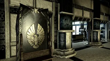 A banner v1.0 displayed behind a bench at Elenwen's Solar