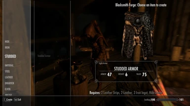 Studded Armor - requires hide armor