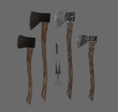 Axes  knife and scisoors 