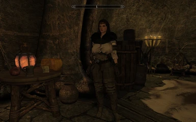 Serana with the outfit in black