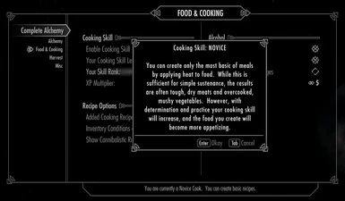 MCM Menu - Cooking Skill