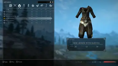 Hide Armor with Sleeves Inventory