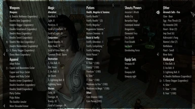 Screenshot of a typical favourite menu