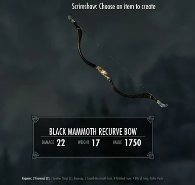 Black Mammoth Recurve Bow - requires Immersive Weapons and Immersive Weapons Patch
