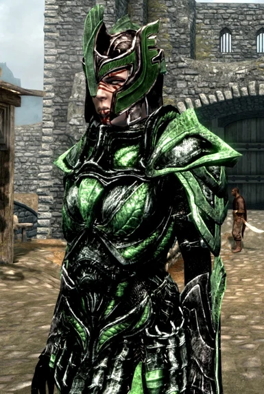 Black armor with emerald