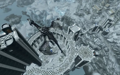 Dragon flying over Sexy Winterhold