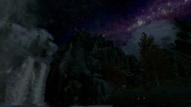 stars tex with waterfall at night