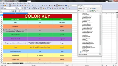 Color key and folder list