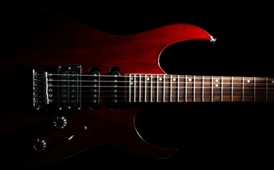 Close Up of Red Electric Guitar