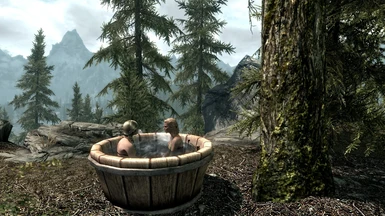 Hot water bathtub with panorama view for you and follower