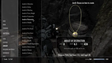 Amulet of Destruction Crafting