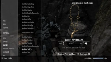 Amulet of Stendarr Crafting