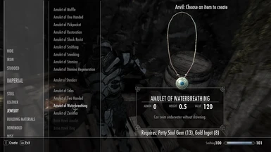 Amulet of Waterbreathing Crafting