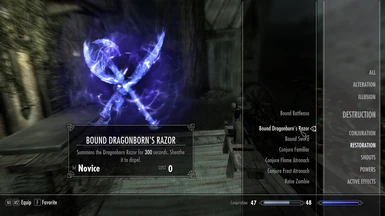 Bound Dragonborn s Razor   Conjuration summoning spell