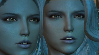 icy lady with and without the additionally applied Meshes Ruhmastered mod