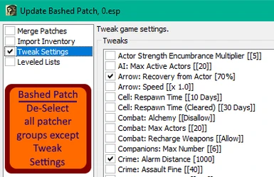 Bashed Patch - Only use Tweaks