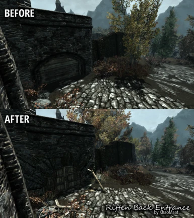 Riften Back Entrance - Before and after 1