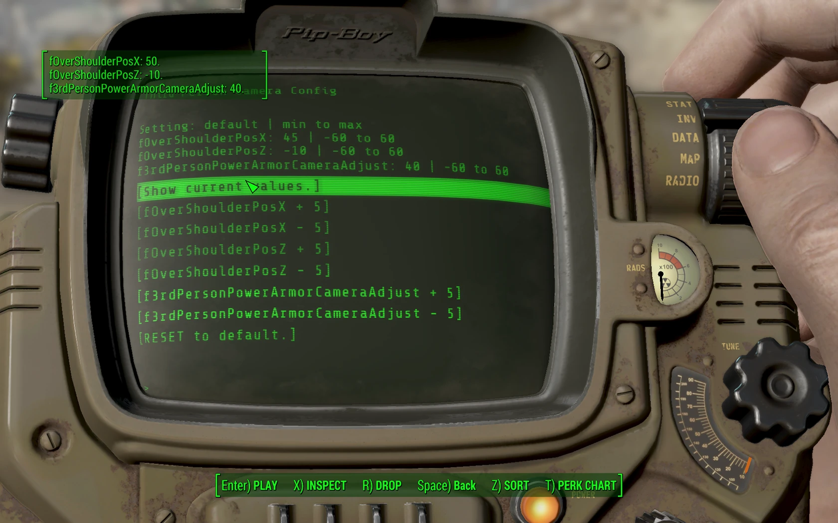 In-game Third Person Camera Config at Fallout 4 Nexus - Mods and community