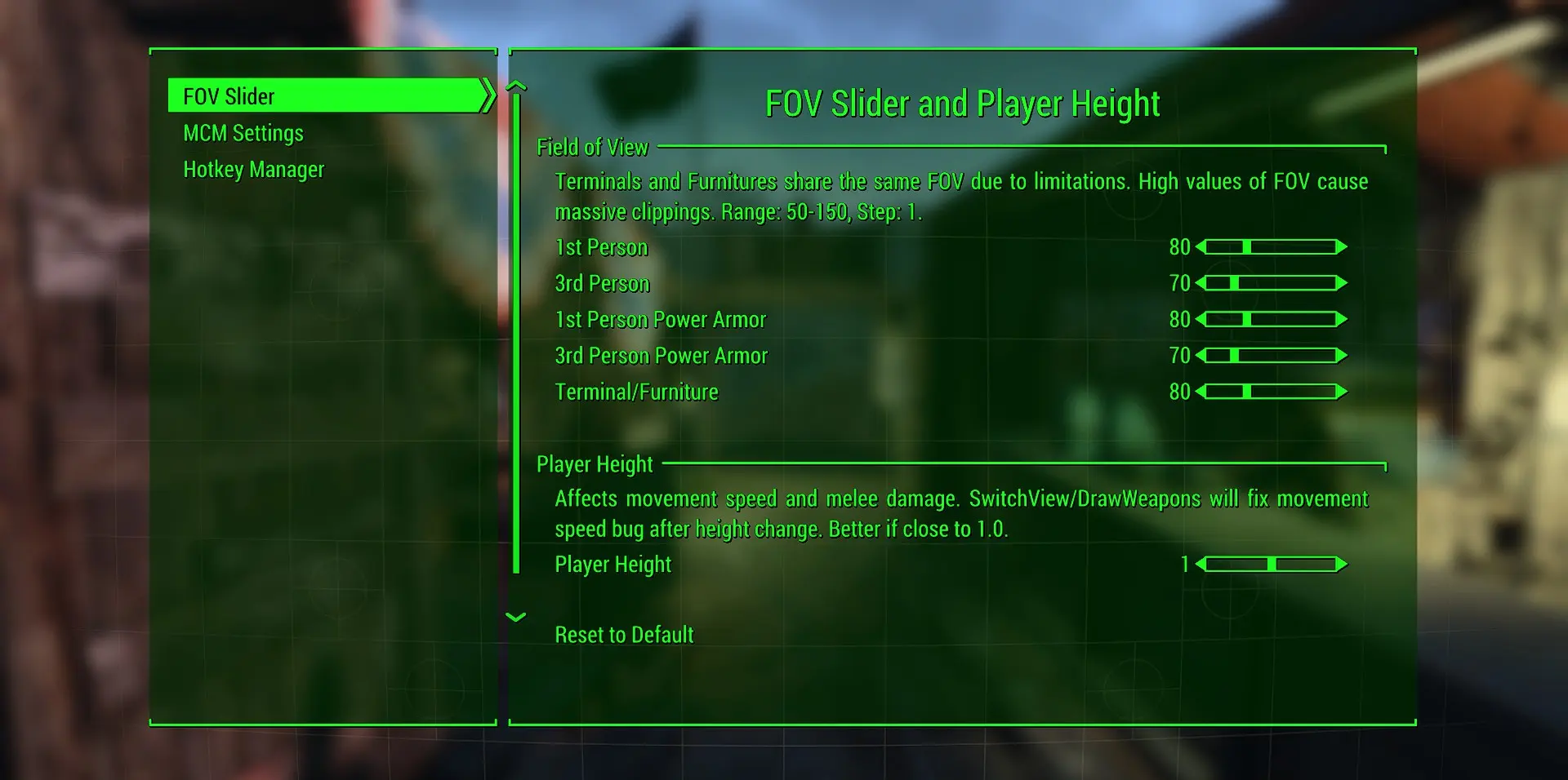 Fov Slider And Player Height At Fallout 4 Nexus Mods And Community