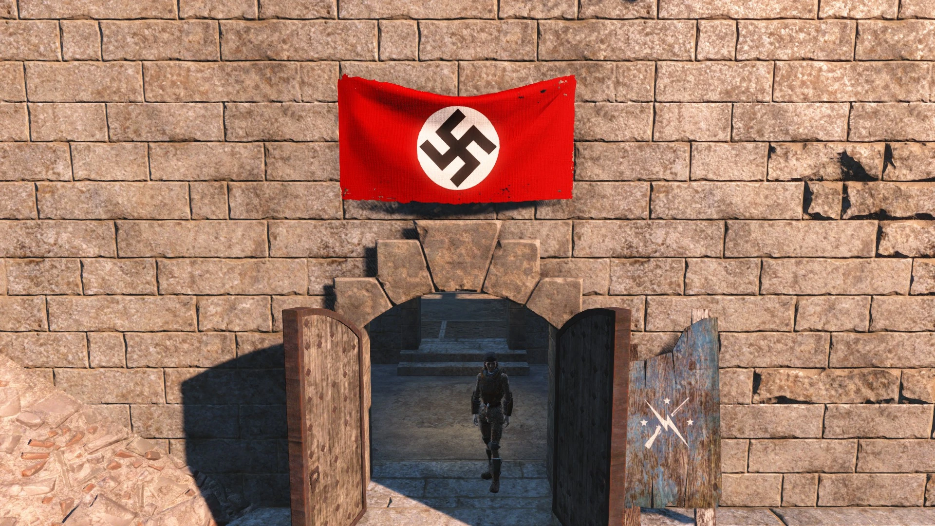 Игра фашистская. Третий Рейх флаг Wolfenstein. Флаг четвертого рейха вольфенштайн.